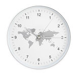 Grey World Map Clock 12" 